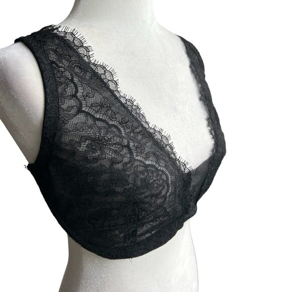VICTORIA'S SECRET Dream Angels Unlined Plunge Lace Black Bra SZ 38DDD - Picture 3 of 10
